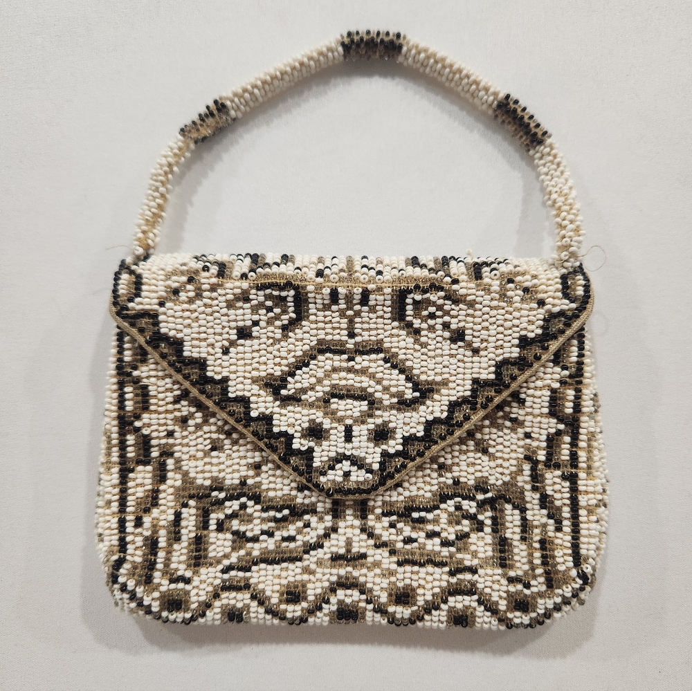 Vintage Art Deco Glass Beaded Mini Evening Purse Bag